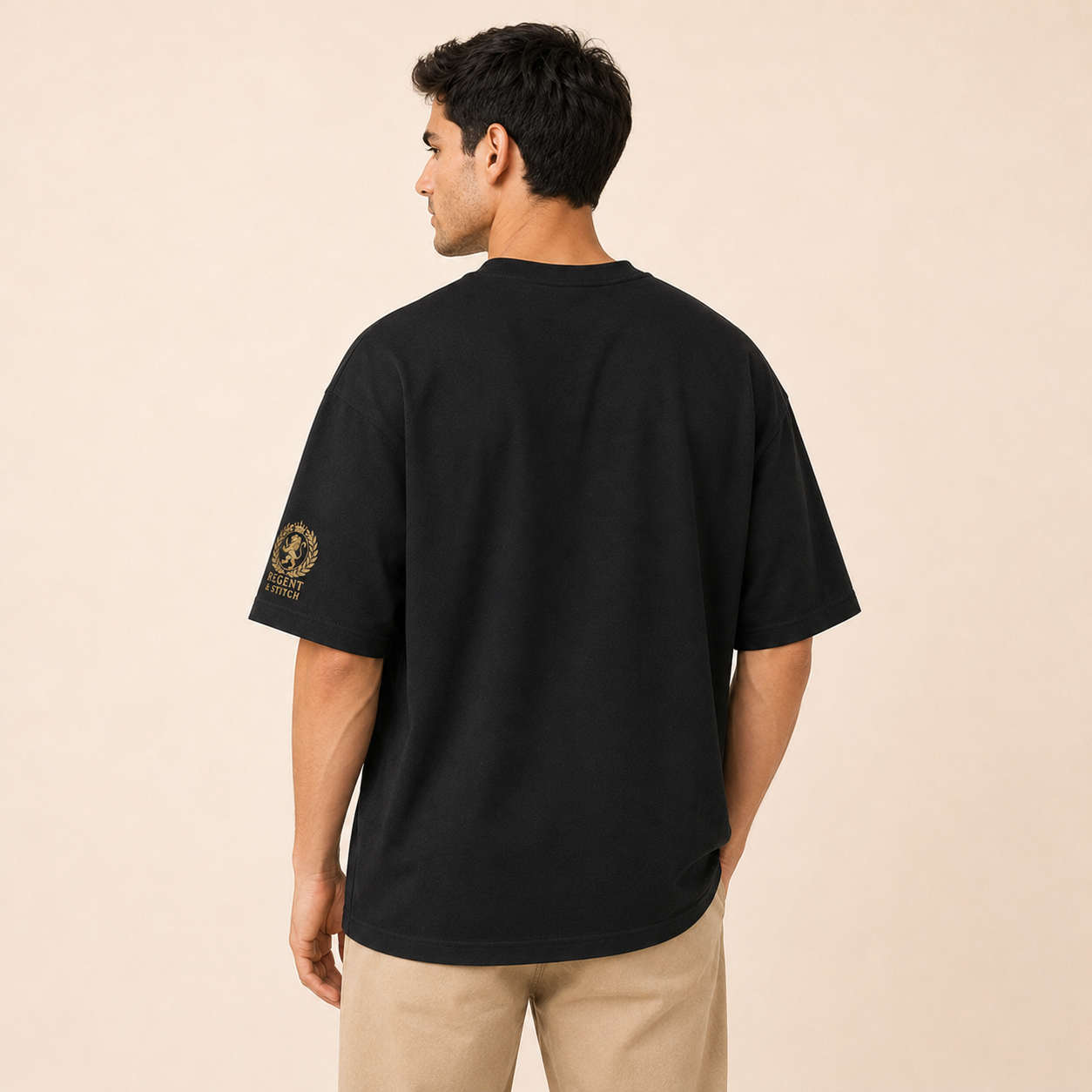 Black Regent & Stitch Greatness stitched limited edition T-shirt with detailed embroidery and stylish design.
