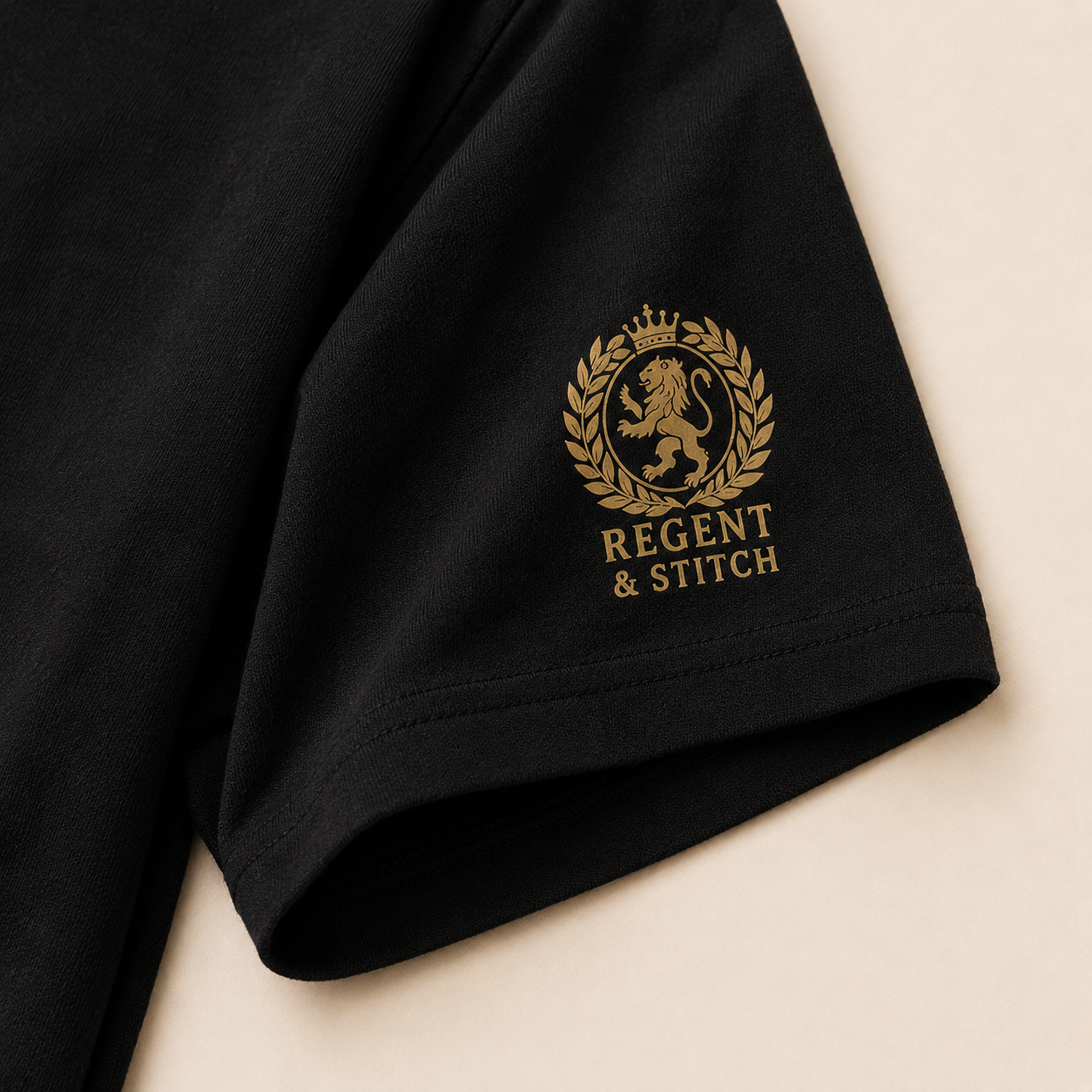 Black Regent & Stitch Greatness stitched limited edition T-shirt with detailed embroidered design on the front.