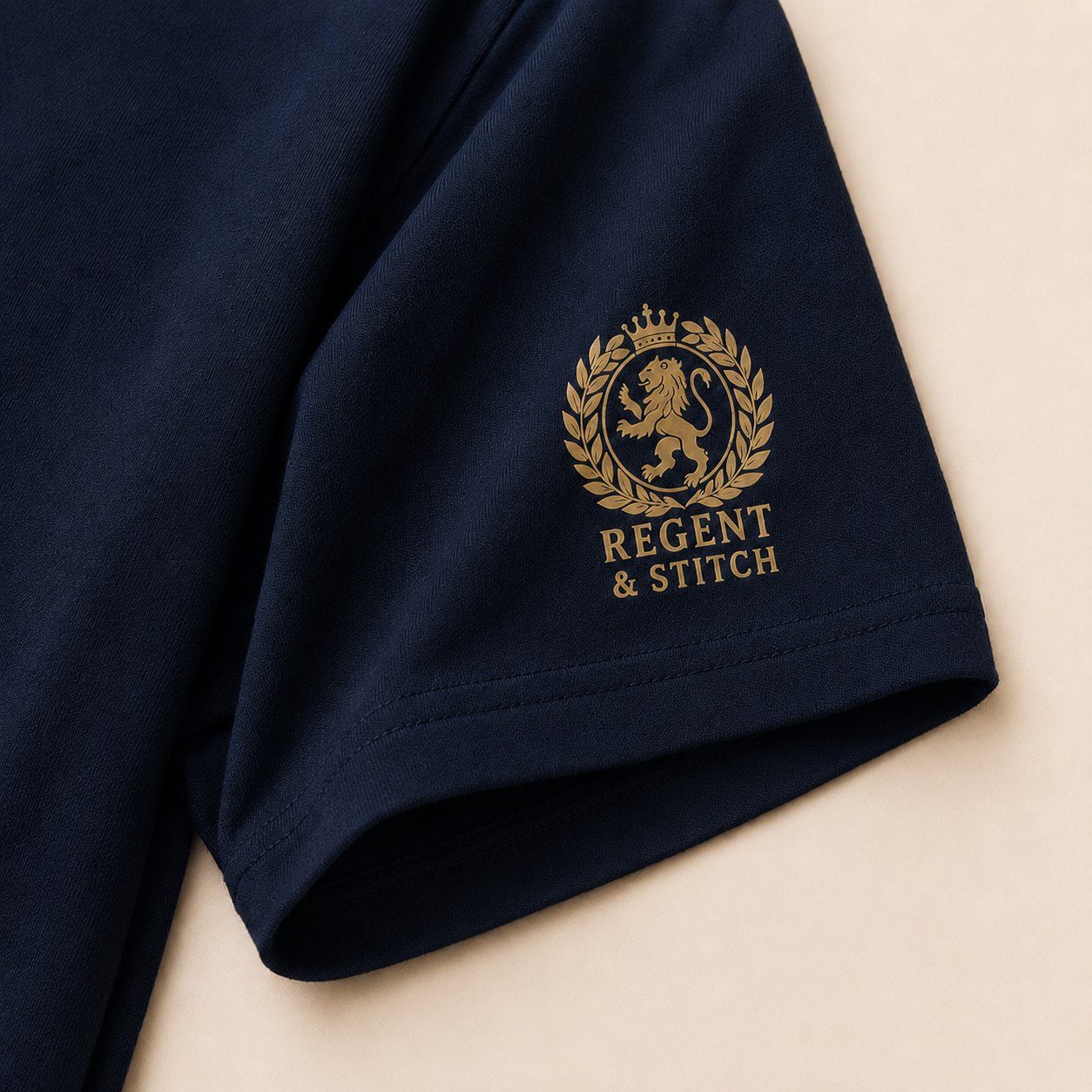 Navy blue Regent & Stitch Greatness stitched limited edition T-shirt with embroidered logo and classic crewneck design.