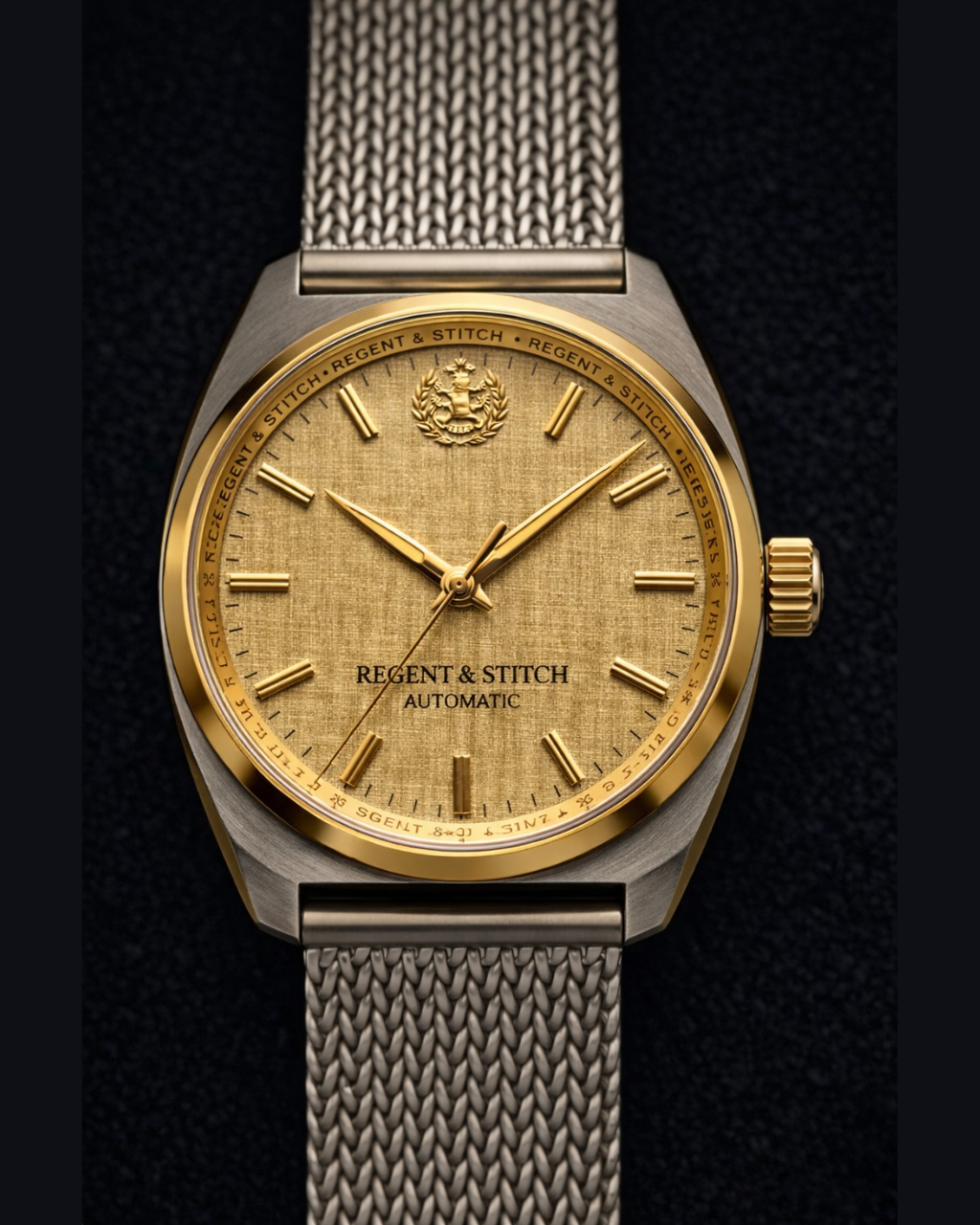 Regent & Stitch Regent Classic automatic watch showing a sleek round dial with silver-tone case and leather strap.